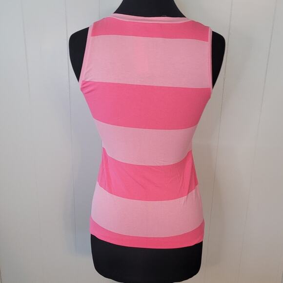 United Colors of Benetton Cotton Sleeveless V‑Neck Top Pink/Stripes, Size XS NWT - Picture 5 of 10